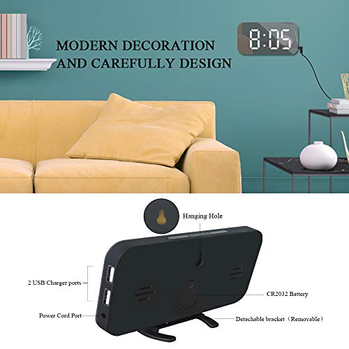 GLOUE Alarm Clock with USB Charger, Digital Alarm Clocks for Bedrooms