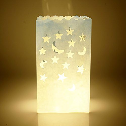 WANFULDA Wedding Heart Tea Light Holder Luminaria Paper Lantern Candle Bag Home Valentines Day Gifts Party Decoration Pack of 50