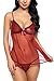 Avidlove Women Nightwear Lace Babydoll Strap Chemise Halter Lingerie Wine Red L