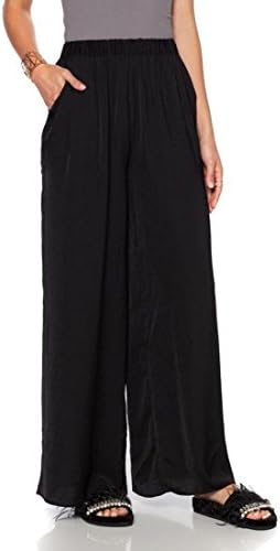 Wendy Williams Hammered Satin Wide-Leg Pant Hidden Pocket Black L New 560-702
