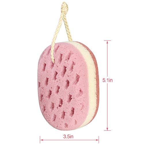 KECUCO 3 Pcs Soft Bath Sponge for Women, Men, Kids, 100% All Natural Fiber Gentle & Soothing Body Sponge, 3 Different Colors and Extra Large Size XL with Fine, Soft, Rich Foam (for Children/Kids)
