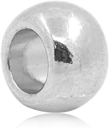 100PCS Dull Silver Tone Round Spacer Beads Metal Beads Charms Jewelry Making Findings 6x5mm