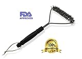 KitchenGe BBQ Grill Brush 12 Inch 3 Sided Heavy Duty Stainless Steel Cleaning Tool For All Grills