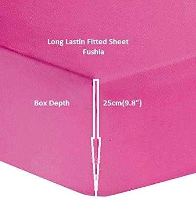 Queens Land Home Plain Dyed Non Iron Percale Pollycotton Fitted Sheet-Single Fushia