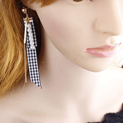 YUJUEE Earrings For Women Plaid Fabric Chain Tassel Party Costume Long Drop Earrings Korean Jewelry Gift