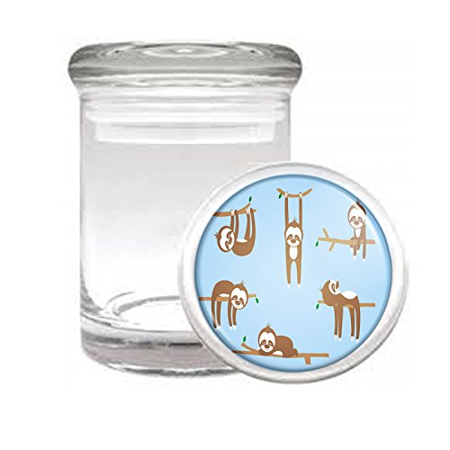 Click Here to See More Images Medical Glass Stash Jar Sloth Cute Furry Animal S4 Air Tight Lid 3