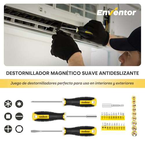 Enventor 158PCS Yellow Complete Tool Box, General Purpose Hand Tools Case, Tool Set Kit with Keys, Portable Tools Set for DIY and Daily Arrangements