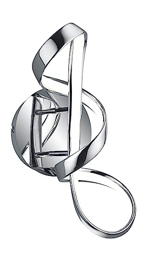 Reality, Wandlamp, Perugia incl. 1 x LED, SMD, 18,0 W, 4000 K, 2400 lumen. Kunststof, Wit, Lichaam: Metaal, Chroom L: 22,0 cm, H:40,0 cm, D: 17,0 cm