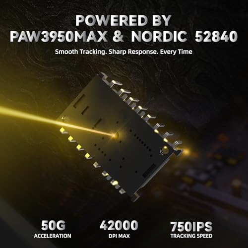ATTACK SHARK R11 Ultra 8K Carbon Fiber Wireless Gaming Mouse,PAW3950 MAX Sensor,49g Ultra-Lightweight,Nordic 52840 MCU Chip,42000 DPI,Wired/BT/2.4GHz Wirelss Programmable Mouse for PC/Mac(Ink)