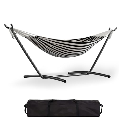 Garvee Double Hammock with Foldable Steel Stand and Carry Bag – Indoor/Outdoor…