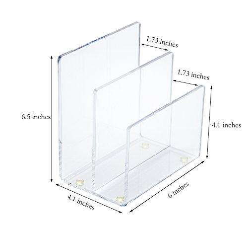 Combination of Life 2 Sections Acrylic Mini File Sorter Desktop Organizer Clear 6 inches W by 4.1 inches D by 6.5 inches H Set of 2 - Thumbnail 6