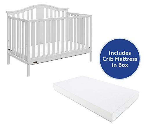 image for Storkcraft Graco Solano 4-in-1 Convertible Crib With Mattress, White, 