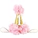 BOROKIN Baby Girl First Birthday Hat Princess 1 St Cake Smash Party Crown Gold Chiffon Flower Headband Pink