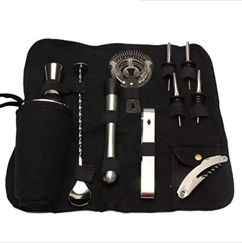 CHSHY Home Cocktail Bar Set, Stainless Steel 10 Piece Professional Bar Tool Kit, Bartender's Shaker, Muddler, Strainer, Jigger and More,550ml