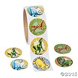 Fun Express - Cool Dinosaur Stickers - PREHISTORIC Party FAVOR - DINO - JURASSIC - Education Teacher Classroom ACTIVITY (2 Rolls of 100)