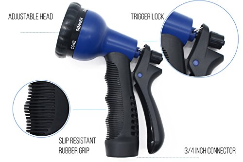ALMA Garden Hose Nozzle - Water Hose Spray Nozzle - Hand Sprayer - 8 Patterns High Pressure Hose Nozzle - Best for Watering Plants Lawns - Car Wash and Pets Showering - Thumbnail 2