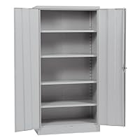 Sandusky Lee RTA7000-05 Dove Gray Steel SnapIt Storage Cabinet, 4 Adjustable Shelves, 72" Height x 36" Width x 18" Depth