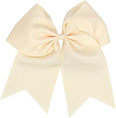 Big Bows for Girls Hair Accessories Gift 6 inches Pinwheel Kids Children Girls Hair Bows Tie Rubber Elastic Band Headband Pigtail Holder (Beige)