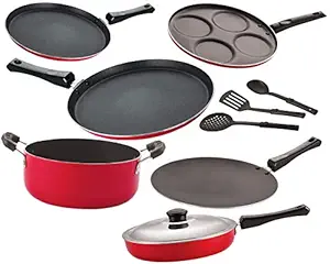 Nirlon Non-Stick 3 Layer Coated Dishwasher Safe Cookware Utensil Combo Gift Set Offer-9 Pieces [FT13_CT_FT12_FT10_Cass20_UP4_3SPN]