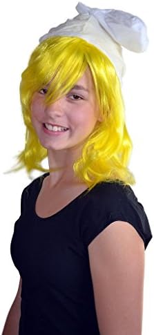 My Costume Wigs Blue Smurf Girl Blonde Wig with White Cap (Yellow) One Size Fits All