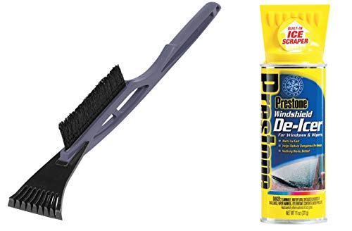 Hopkins Subzero Deluxe Snow Brush with Scraper - Bundled with Prestone High Performance Water Based Windshield De-icer (11 oz Can)
