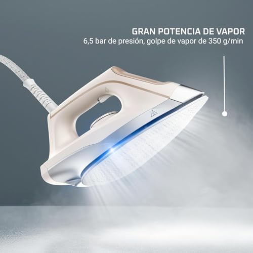 Turbosteam, Centro de planchado compacto, Vapor potente, Salida de vapor continua hasta 120g/min y golpe de vapor extrapotente de 350g/min, Suela MicroSteam 400 con acabado láser, VR8326F0