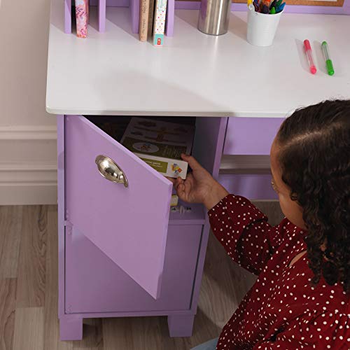 KidKraft Study Desk with Chair Lavender, Drawers, Extra Storage, Handles, Bulletin Board