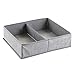 mDesign Soft Fabric Dresser Drawer and Closet Storage Organizer Bin for Child/Kids Room, Nursery, Playroom - Divided 2 Section Tray - Textured Print, 2 Pack - Gray
