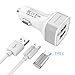 A-clever Dual USB Car Charger Adapter Quick Car Charger 3.0 with USB C to Micro USB Adapter &Micro USB Cable for iPhone X,8,7,7 Plus,iPad,Tablet,Samsung Galaxy Note8,S8,S8 Plus and More-White