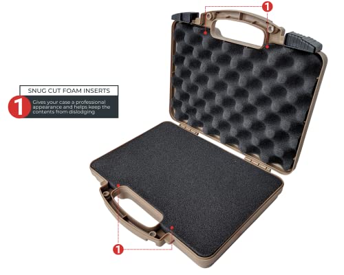 Gun Case Kinghardcase 9mm Lockable, TSA Approved Firearm Travel Case With 1 TSA Lock, Pistol Case Hard Shell, Gun Safe For Handgun, Pistol, Revolver - Shockproof Gun Storage 10.3 X 8.8 Hard Rifle Case