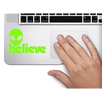 Alien head believe text 4x2.5 limegreen funny alien believer humor space united states color sticker state decal vinyl - Made and Shipped in USA