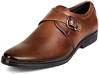 Vardhra Men's 100% Genuine Leather Single Monk Strap Formal Shoes [3 More Colors Available