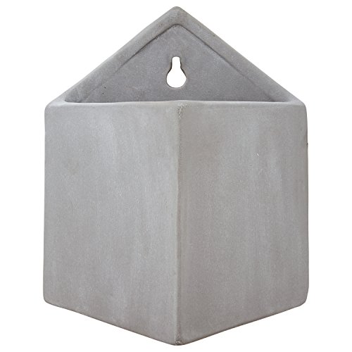 Rivet Pyramid-Shaped Wall Planter, 7.5″H, Modern Earthenware, Grey