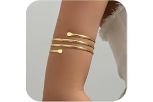 TOAR XDHC Gold & Silver Arm Cuffs - Women's Dainty Adjustable Bangle Fashion Jewelry