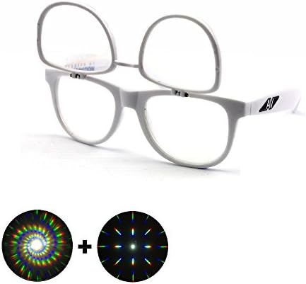 Flip Up Double Diffraction Glasses - White