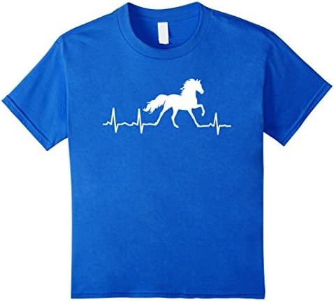 Kids Horse Heartbeat T-Shirt For Horse Riding Lovers 8 Royal Blue