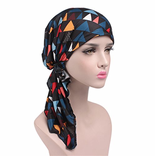 Qhome Womens Head Scarf Chemo Hat Turban Pre-Tied Headwear Bandana Headscarf Tichel for Cancer Ladies Turbante Hair Accessories