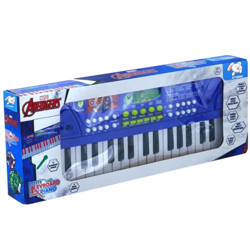 Storio Musical Sound Toys 37 Key Piano Keyboard - Avengers with Recording and Mic and Adapter for Power | 8 Rhythms 8 Tones 6 Demos Portable Electronic Keyboard Toy for 3 to 5 Years Boys Girls- Blue 3