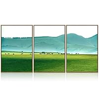 3 Piece Framed Canvas Wall Art Mountain and Green Grassland Canvas Prints Home Artwork Decoration for Living Room,Bedroom - 16