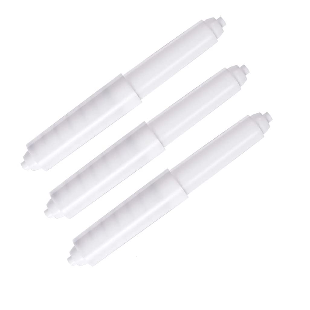 HREDZEO Toilet Paper Holder, 3 Pcs Plastic Toilet Tissue Roll Holder, Spring Loaded, White, Modern, Screw-In, ABS Plastic with Stainless Steel, Bath