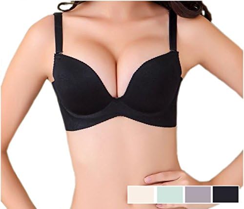 Tomas Marshal Women Bra Everyday Bra Basic Bra Comfort Bra Lightly Padded Bra Plunge Demi Bra t shirt Bra (38C, Black)