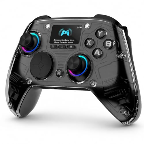 AOC PC Controller with Interactive Screen, Hall Effect Sticks & Triggers | for PC/Switch/Switch 2/PS4/iOS/Android/Steam Deck, BT/2.4G/Wired, Screen Setup,No-Drift Hall Joysticks, Macro,RGB, Up to 18H
