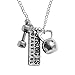 Art Attack Strong Is Beautiful Workout Gym Chain Necklace, Barbell Dumbbell Weight Exercise Victorious Brave Smart Wonderful Pendant Charm (Silver)