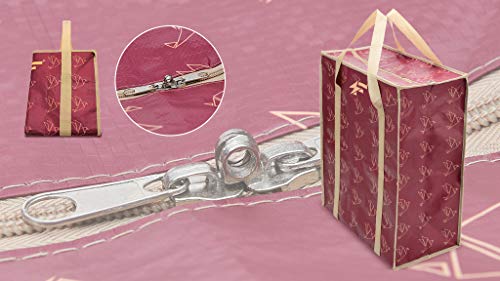 PKnGo Light Weight Foldable Travel Bag 22 x 19 x 10 in (Maroon/Beige, Large) - Light Weight Luggage - Breathable Shopping and Storage Bag - Strong Woven Polypropylene Bag with Nylon Trim