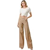 LOVER BRAND FASHION Women's High Waisted Super Stretch Faux Leather Wide Leg Pants Multiple Colors for Trendy Looks Jeans