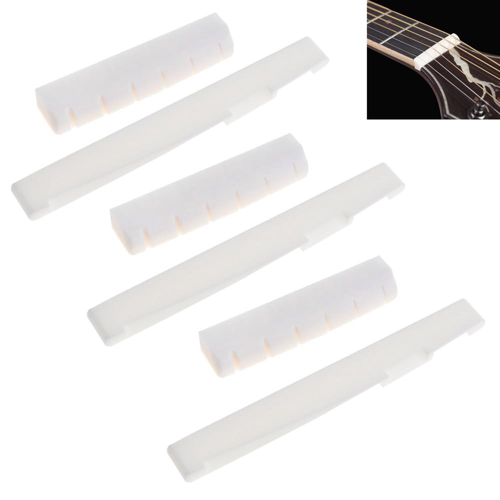 MuzcYM 6pcs of 3 Sets Real Bone Acoustic Guitar Nut and Saddle Folk Guitar Bridges for 6 String Acoustic Guitar