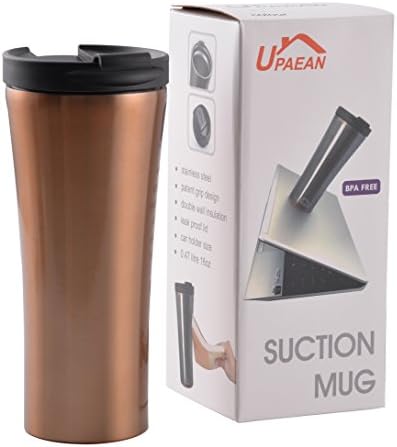 Sangyn Smart Mug Travel Suction Mug Never Fall Over 16Oz Leak Proof Thermos (champagne)