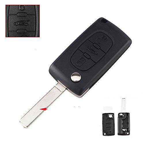 kuyuansu KEYYOU Remote Key Case for 207 307 308 407 607 807 for C2 C3 C4 C5 C6 Flip Car Key Shell 2 Buttons 3 Buttons (3 Buttons, VA2 BLADE-CE0536)