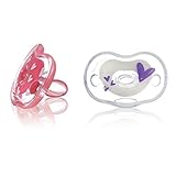 Born Free Bliss 0-6M Orthodontic Shape Pacifier, 2-Pack (Pink & Purple)