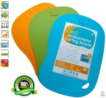 Antimicrobial Cutting Board Set: Unique 1 Minute Microwave Sterilization Technique : Flexible &amp; Dishwasher Safe Chopping Mats
